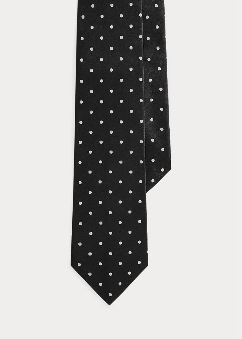 Corbata Purple Label Hombre Polka-Dot Silk Satin Chile Negras RZEOW-1352